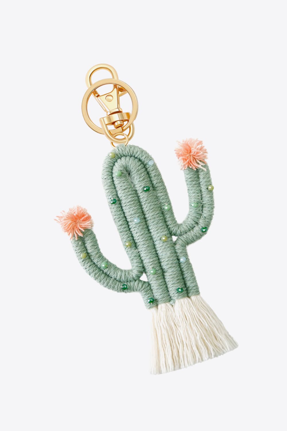 Trendsi Cupid Beauty Supplies Keychains Bead Trim Cactus Keychain with Fringe