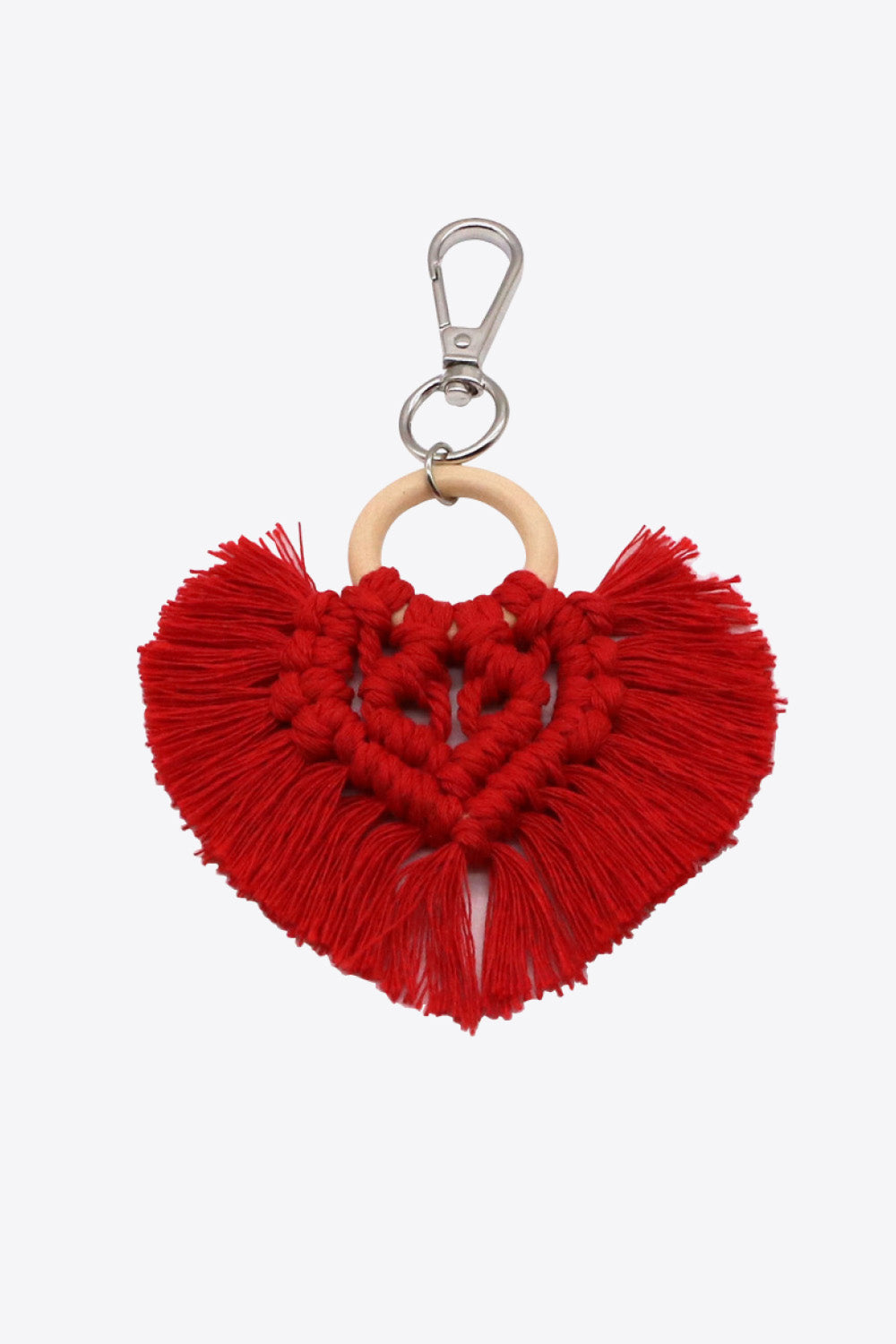 Trendsi Cupid Beauty Supplies Deep Red / One Size Keychains Assorted 4-Pack Heart-Shaped Macrame Fringe Keychain