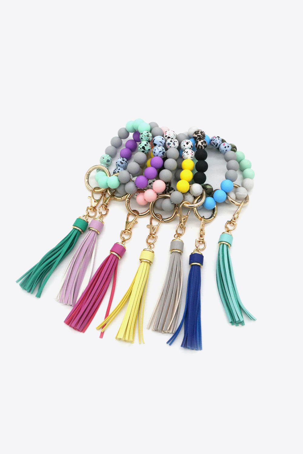 Trendsi Cupid Beauty Supplies Keychains Assorted 2-Pack Multicolored Beaded Tassel Keychain