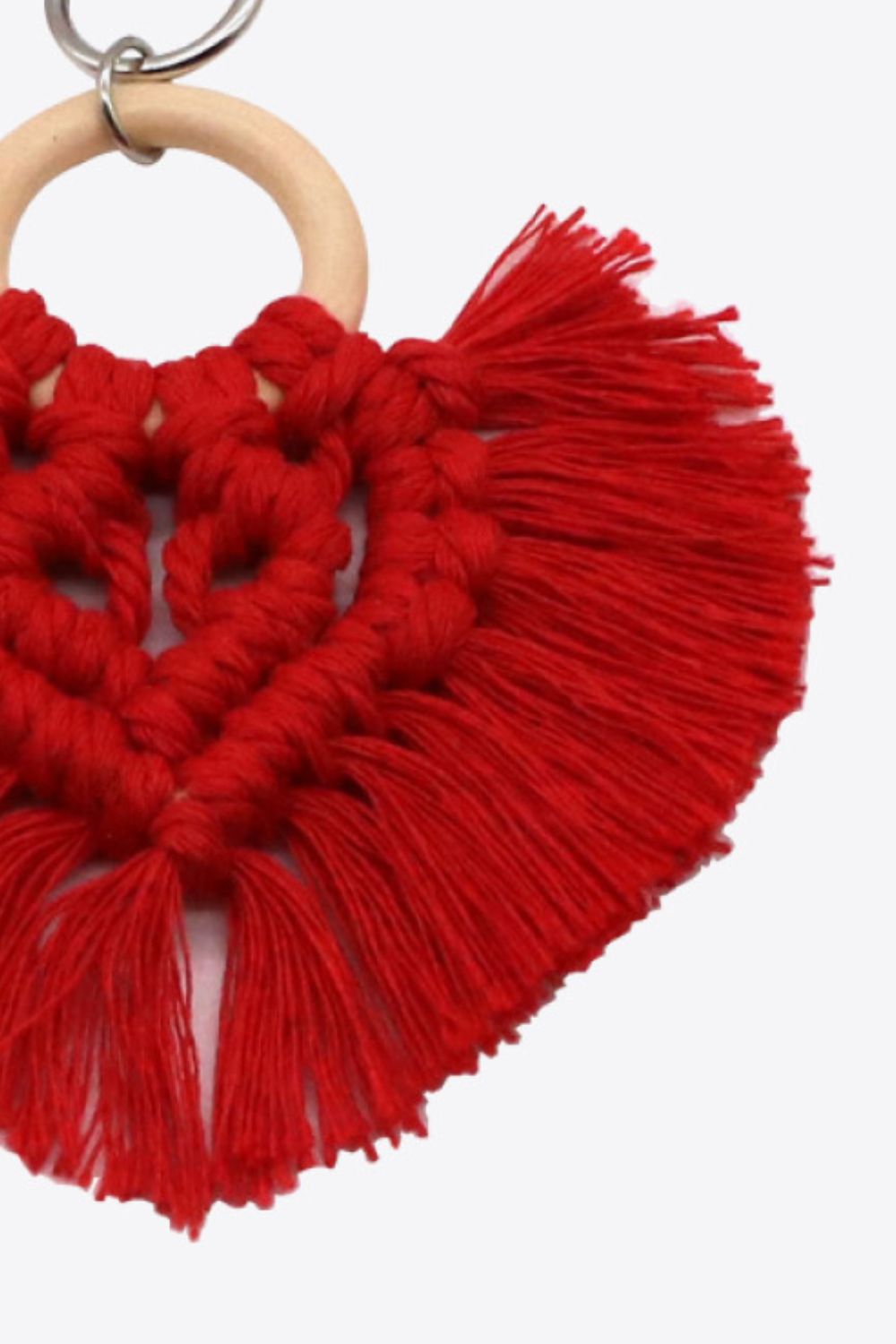 Trendsi Cupid Beauty Supplies Keychains Assorted 4-Pack Heart-Shaped Macrame Fringe Keychain