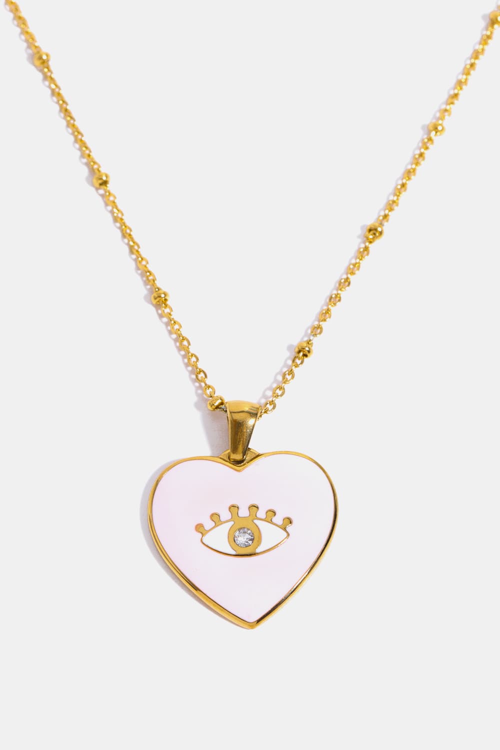 Trendsi Cupid Beauty Supplies Blush Pink / One Size Women Necklace Heart & Evil Eye Shape 18K Gold Plated Pendant Necklace