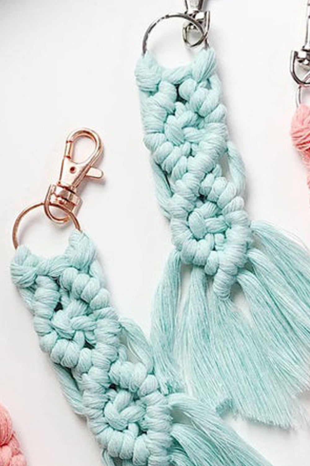 Trendsi Cupid Beauty Supplies Pastel Blue / One Size Keychains Assorted 4-Pack Macrame Fringe Keychain