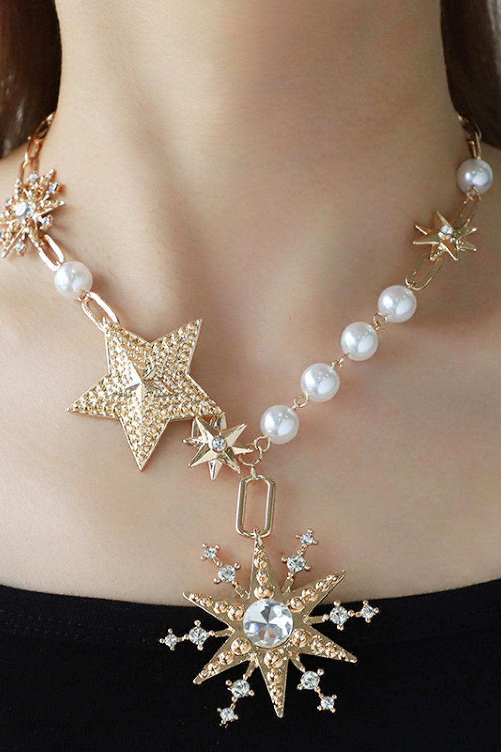 Trendsi Cupid Beauty Supplies Gold / One Size Women Necklace Synthetic Pearl Star Shape Alloy Necklace