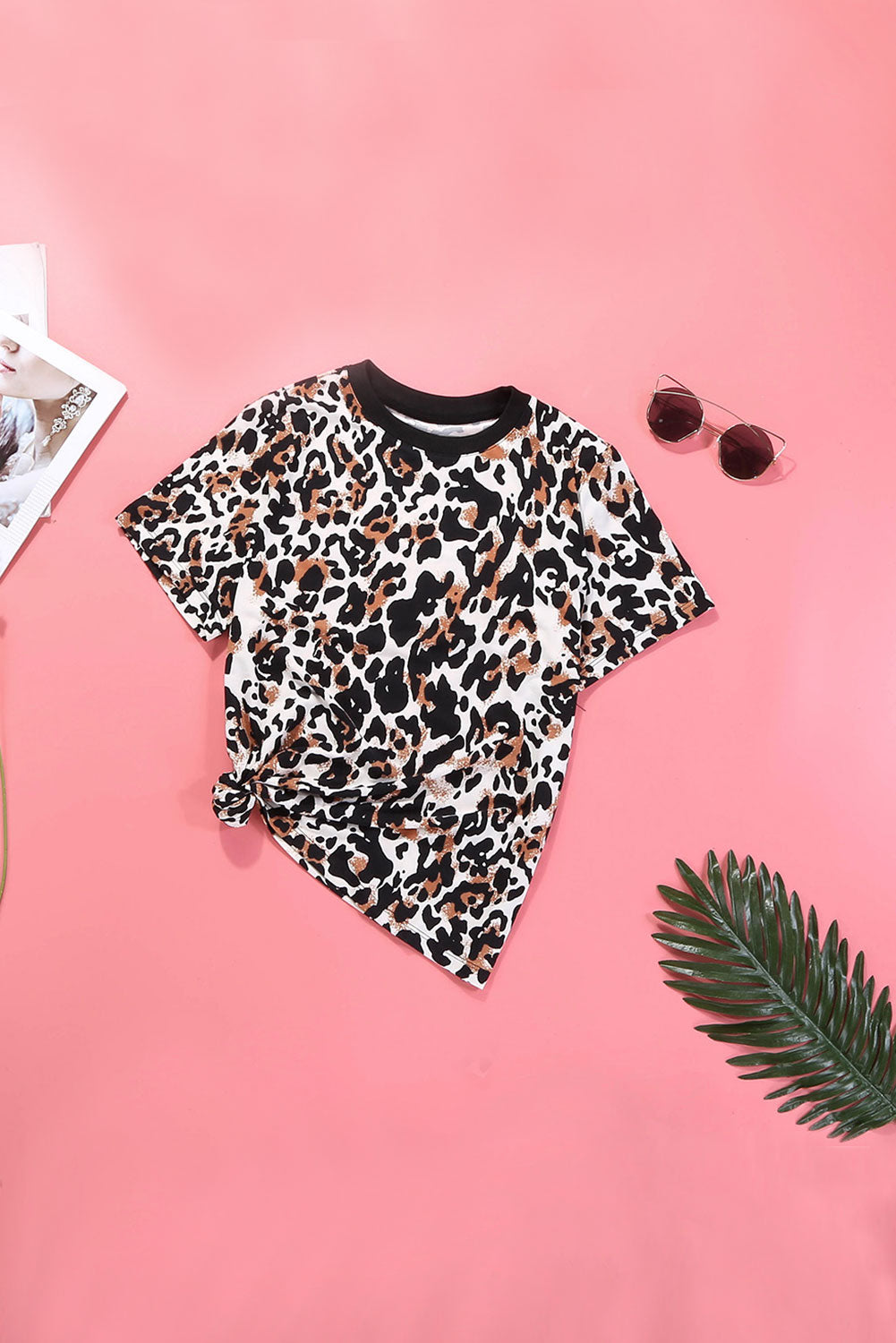 Trendsi Cupid Beauty Supplies Woman's T-Shirts Leopard Print T-Shirt