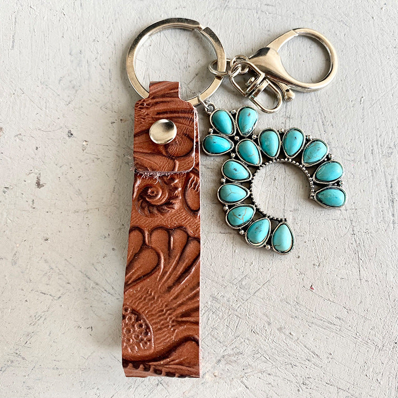 Trendsi Cupid Beauty Supplies Style A / One Size Keychains Turquoise Genuine Leather Key Chain