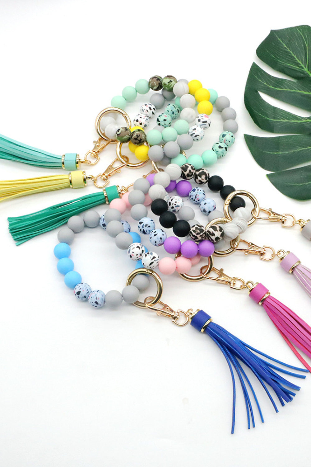 Trendsi Cupid Beauty Supplies Keychains Assorted 2-Pack Multicolored Beaded Tassel Keychain