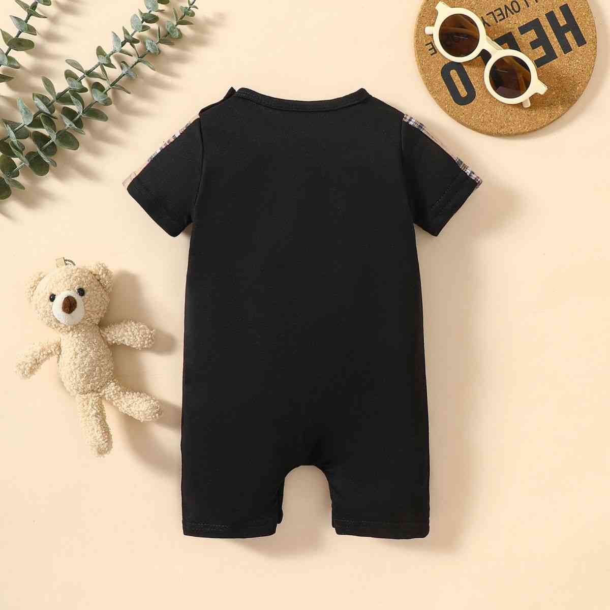 Mini Boss Bear Romper: Cute Short Sleeve Baby Fashion