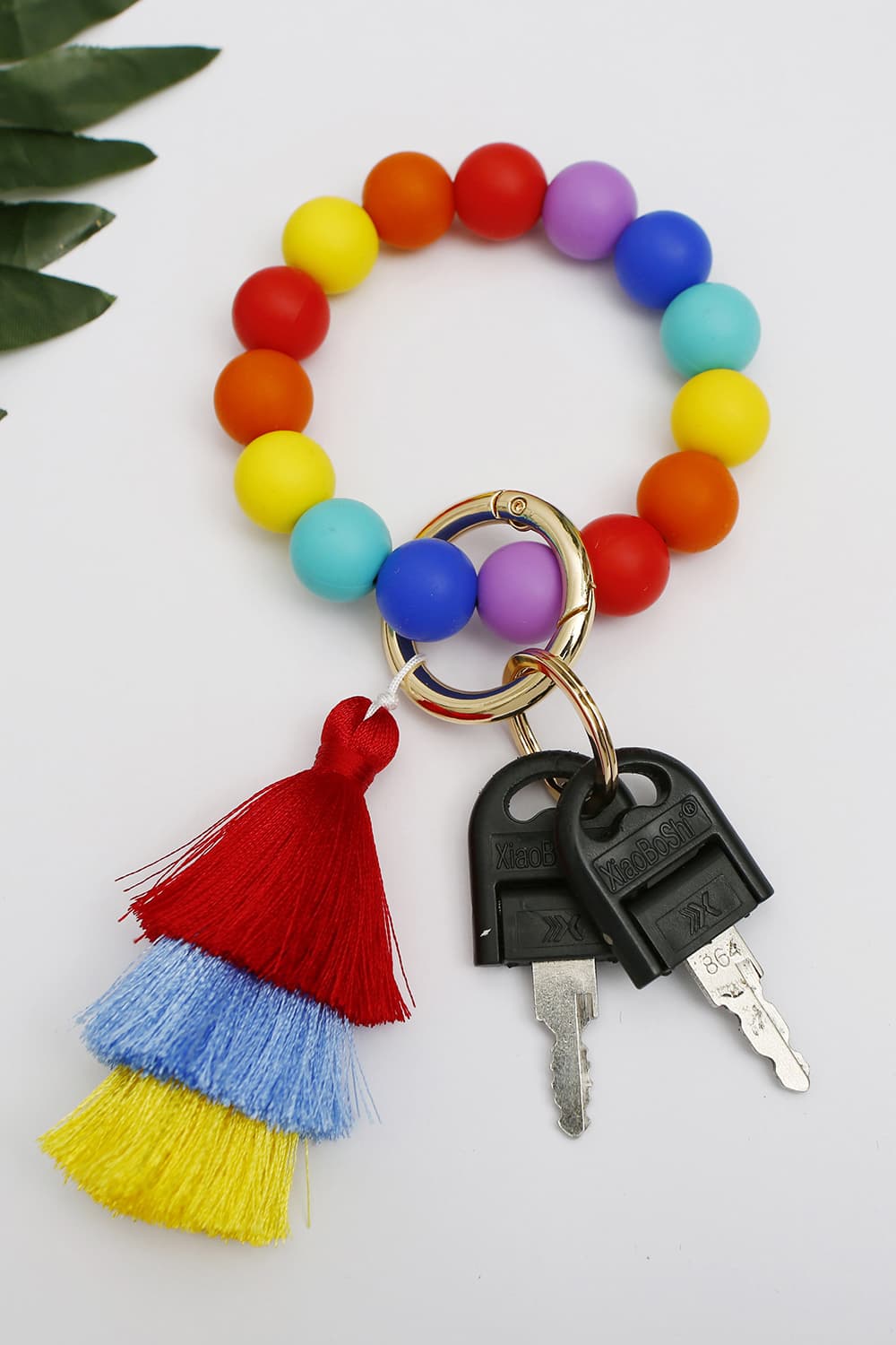 Trendsi Cupid Beauty Supplies Keychains Silica Gel Bead Wristlet Keychain with Layered Tassels