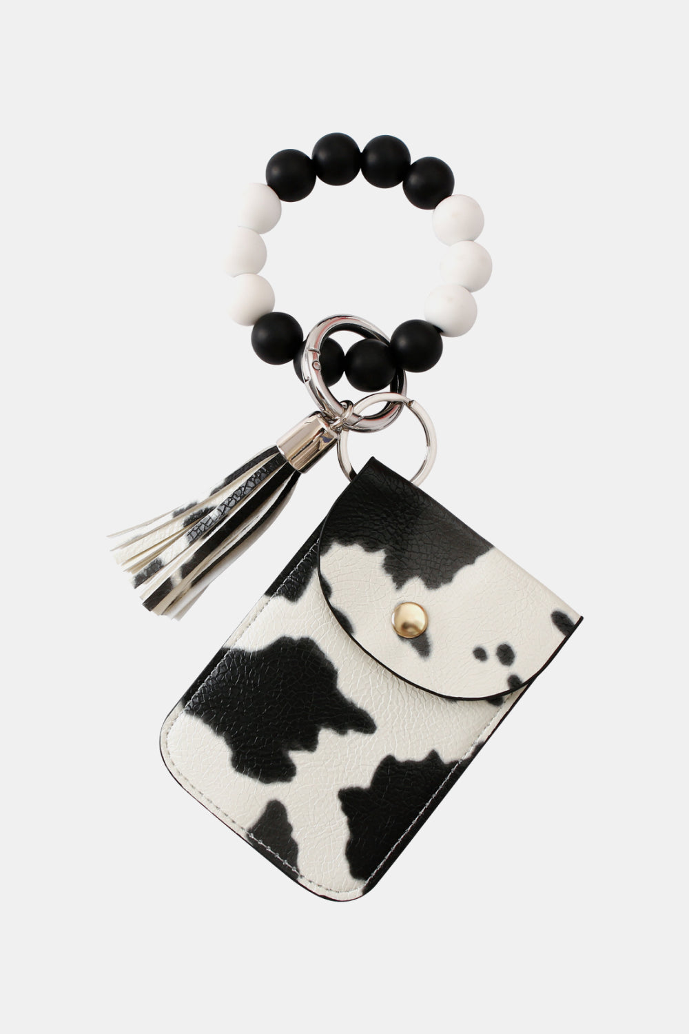 Trendsi Cupid Beauty Supplies Cow Print / One Size Keychains Bead Wristlet Key Chain with Wallet