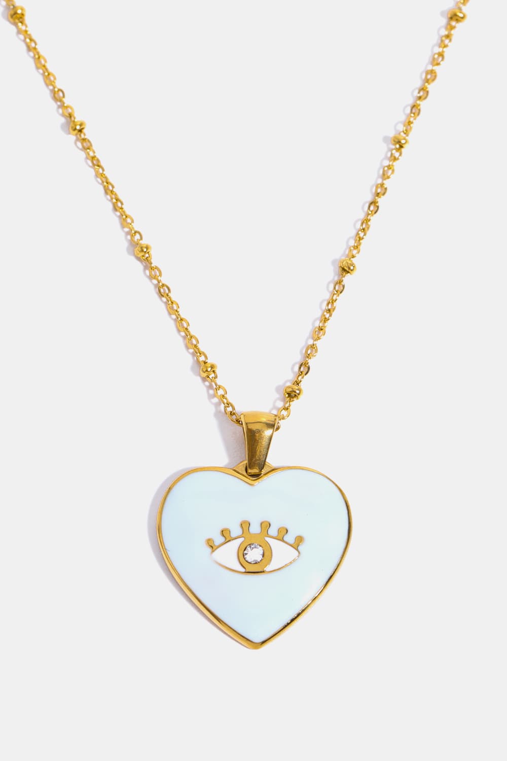 Trendsi Cupid Beauty Supplies Pastel Blue / One Size Women Necklace Heart & Evil Eye Shape 18K Gold Plated Pendant Necklace