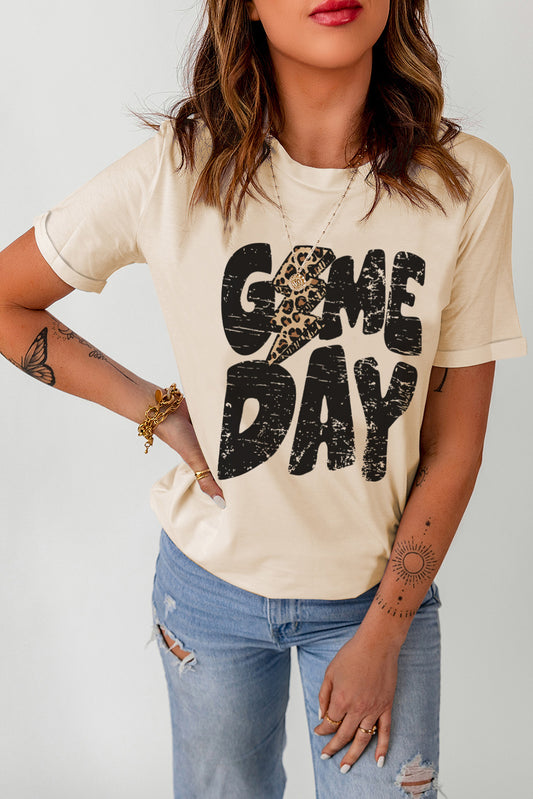 Cupid Beauty Supplies Cupid Beauty Supplies Ivory / S Womens Graphic Tees GAME DAY Graphic Short Sleeve T-Shirt