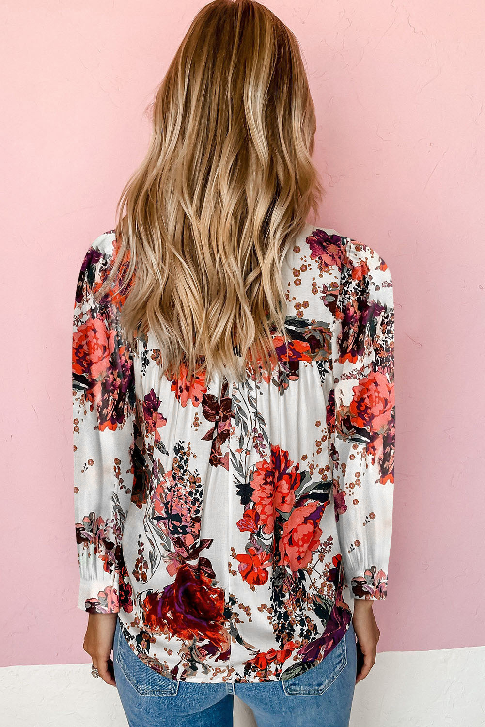 Floral Print Long Sleeve Blouse | Elegant Round Neck Top