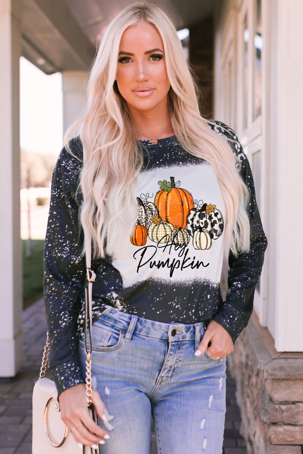 Autumn Pumpkin Design Tee - Trendy Seasonal Fashion