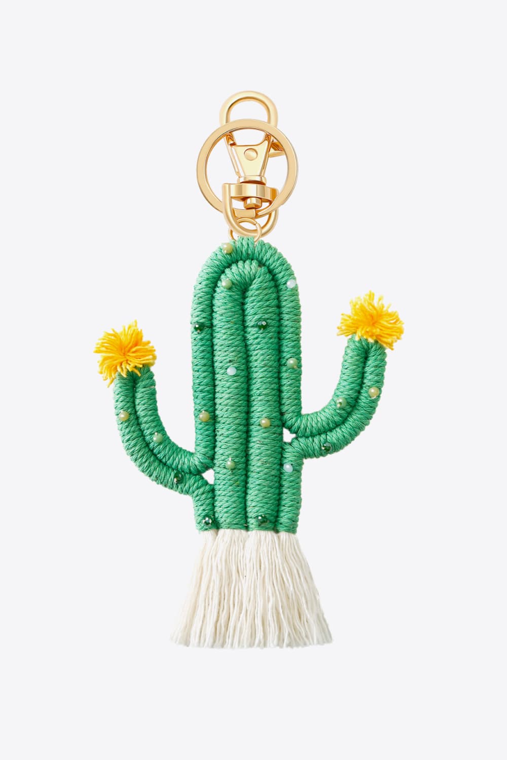 Trendsi Cupid Beauty Supplies Mid Green / One Size Keychains Bead Trim Cactus Keychain with Fringe
