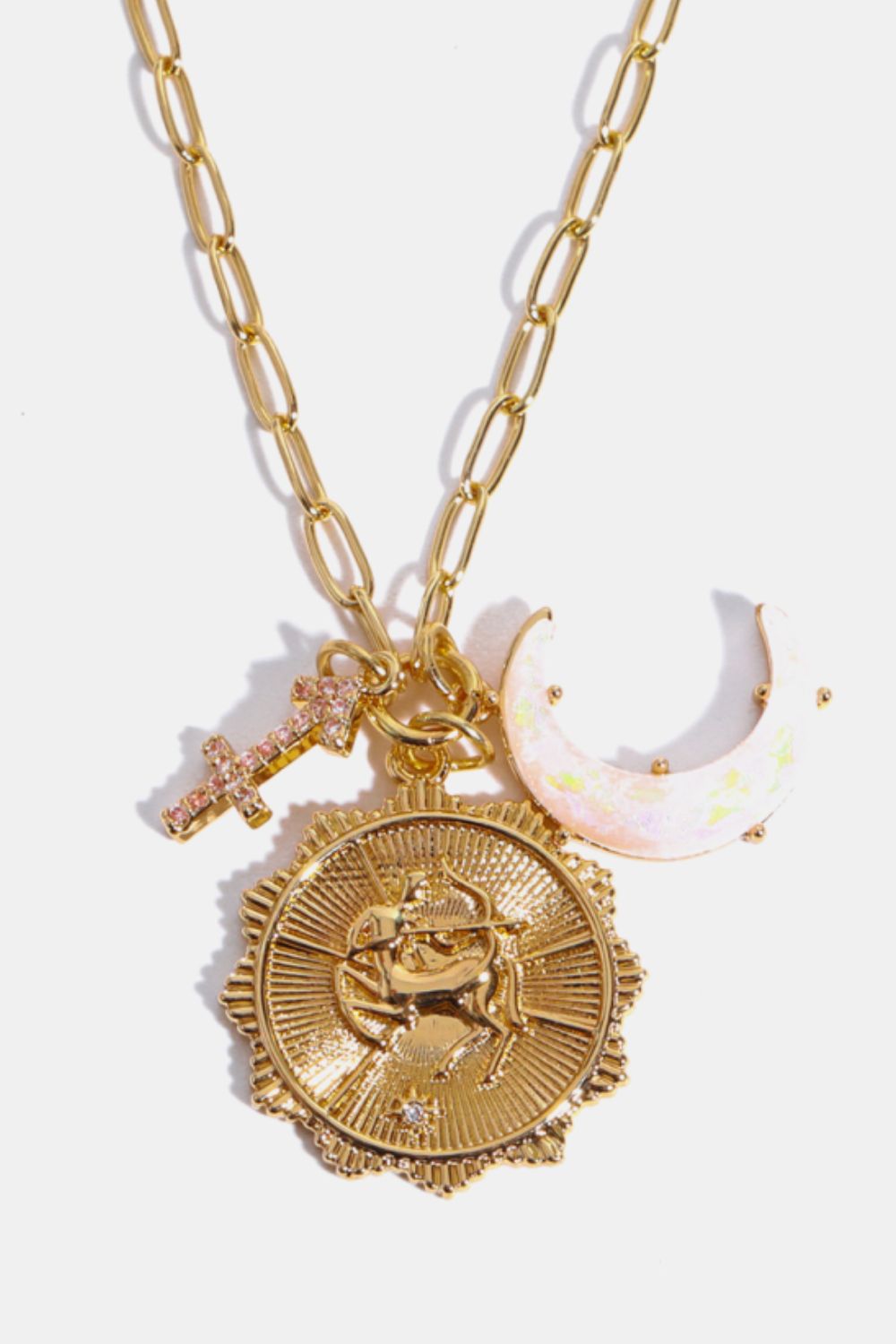 Trendsi Cupid Beauty Supplies Women Necklace Constellation and Moon Pendant Copper Necklace