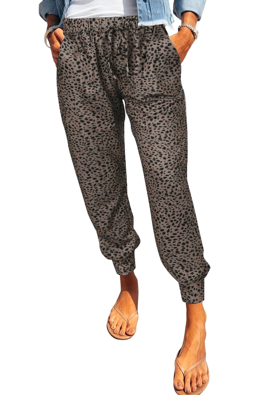 Trendsi Cupid Beauty Supplies Women Pants Leopard Pocketed Long Pants