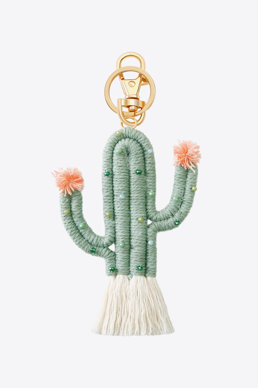Trendsi Cupid Beauty Supplies Sage / One Size Keychains Bead Trim Cactus Keychain with Fringe