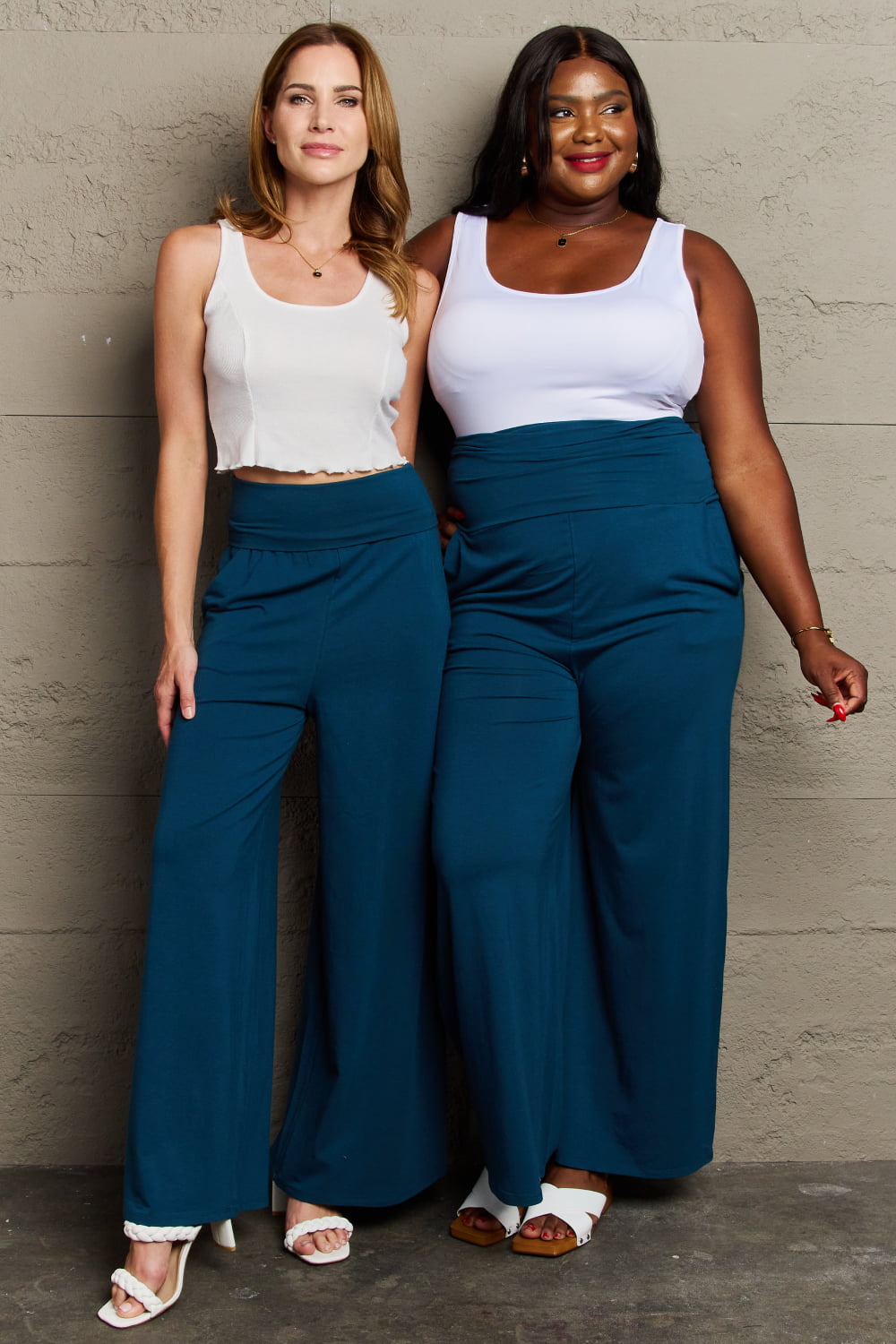 Trendsi Cupid Beauty Supplies Deep Teal / S Women Pants Culture Code My Best Wish Full Size High Waisted Palazzo Pants