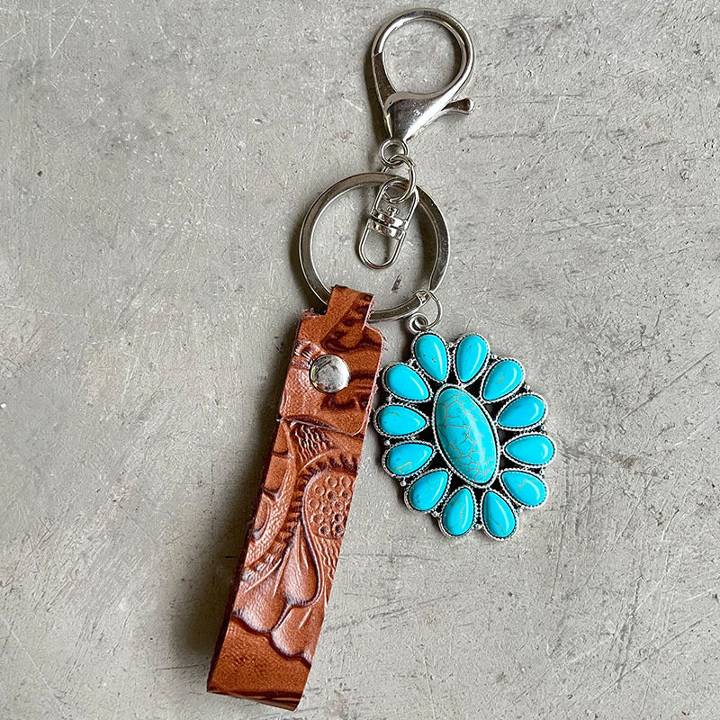 Trendsi Cupid Beauty Supplies Keychains Turquoise Genuine Leather Key Chain