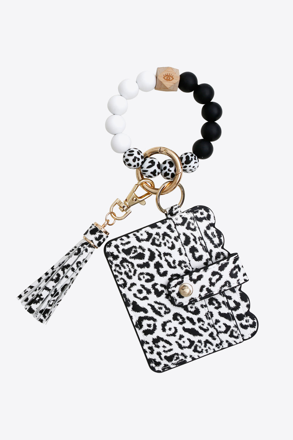 Trendsi Cupid Beauty Supplies Keychains Random 2-Pack Leopard Mini Purse Tassel Wristlet Key Chain