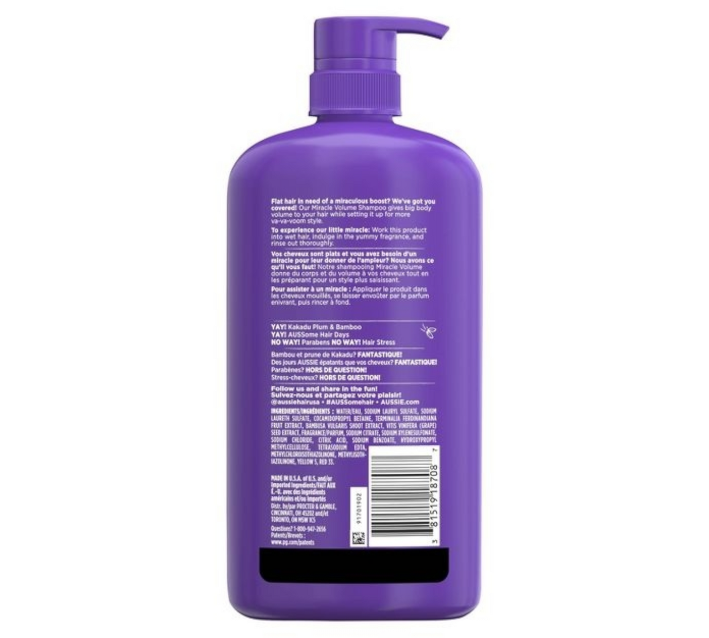 Aussie Cupid Beauty Supplies Shampoo Aussie Miracle Volume Shampoo with Plum & Bamboo