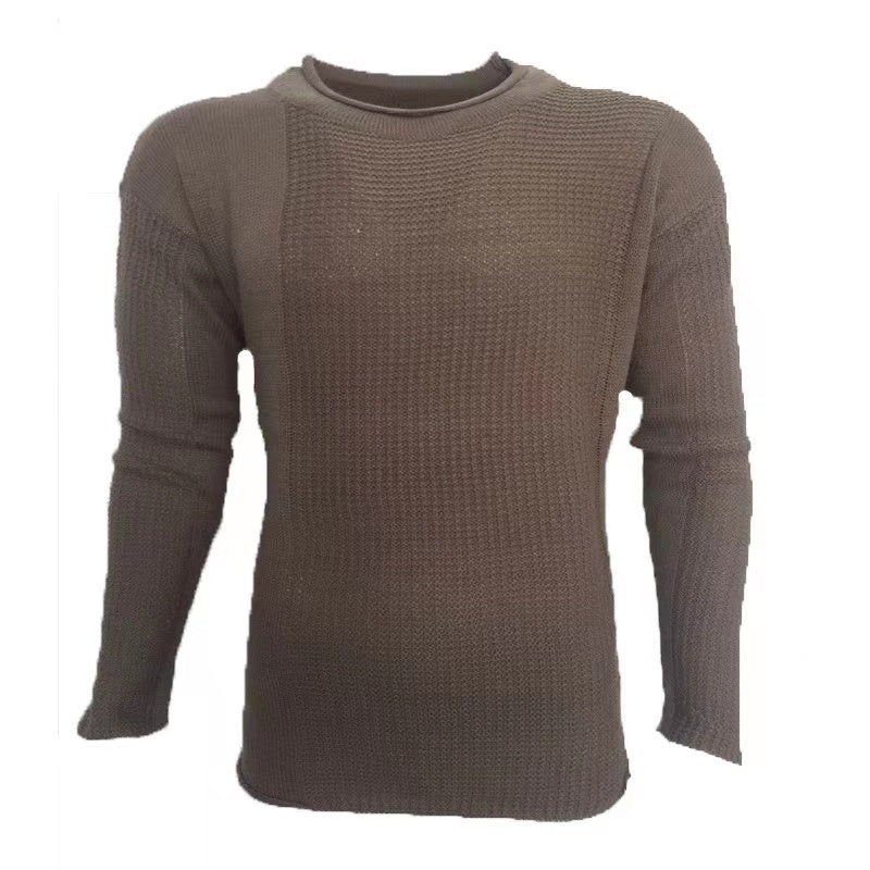 Men's Soft Contrast Sweaters Pullover Classic Ribbed Turtleneck Sweater