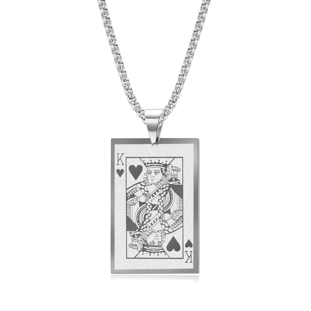 Cupid Beauty Supplies Cupid Beauty Supplies Silver Ace Men Necklace Card Necklace For Men