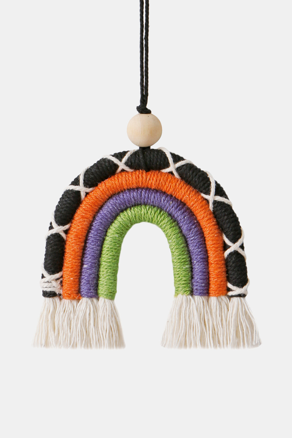 Trendsi Cupid Beauty Supplies Black / One Size Keychains Fringe Macrame Rainbow Shape Wood Bead Cotton Keychain