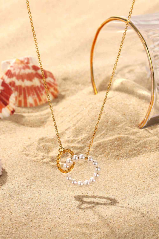 Pearl Hoop Link Necklace - Timeless Elegance