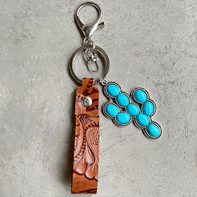 Trendsi Cupid Beauty Supplies Style E / One Size Keychains Turquoise Genuine Leather Key Chain