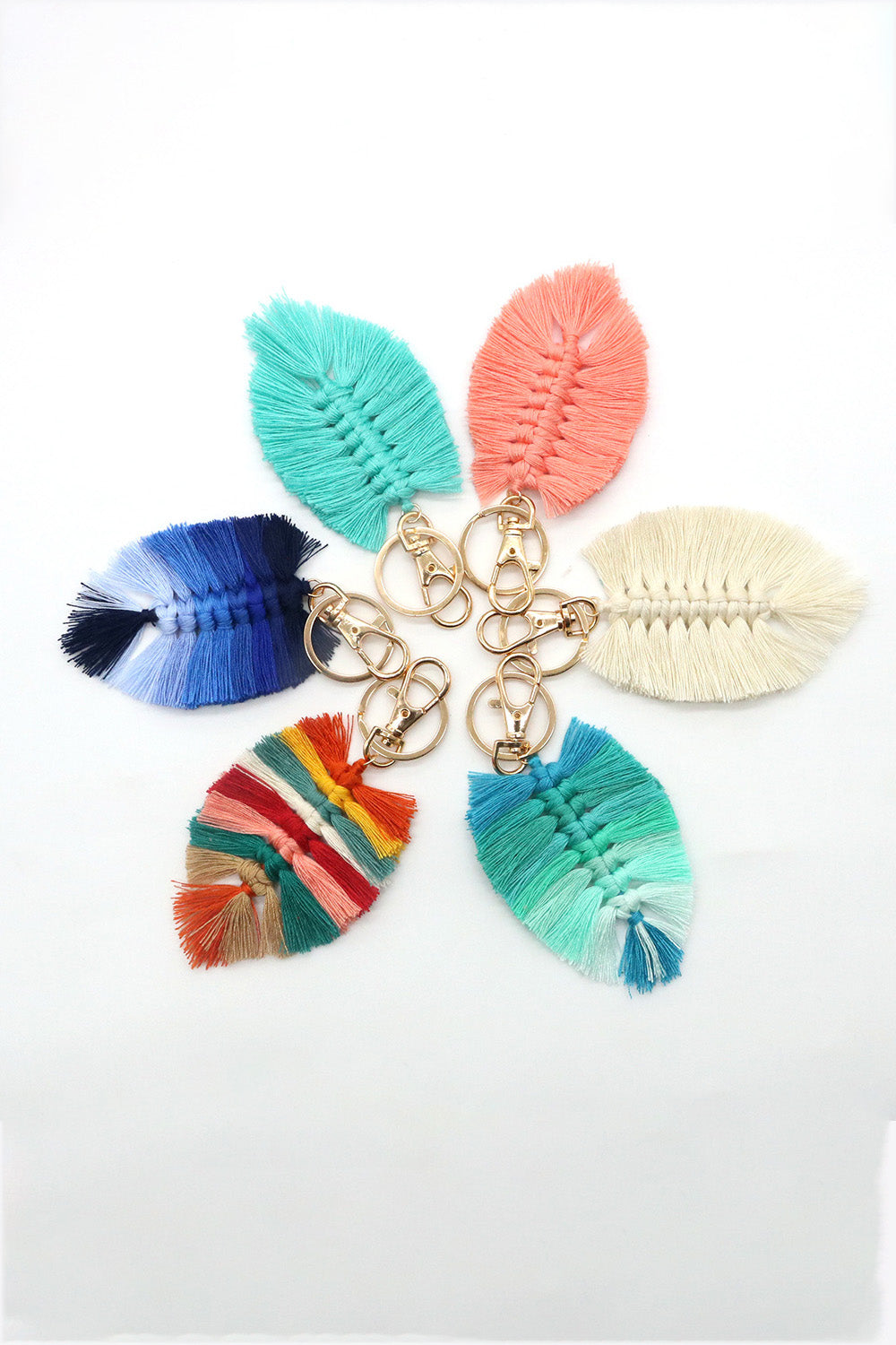 Trendsi Cupid Beauty Supplies Keychains Assorted 4-Pack Leaf Shape Fringe Keychain
