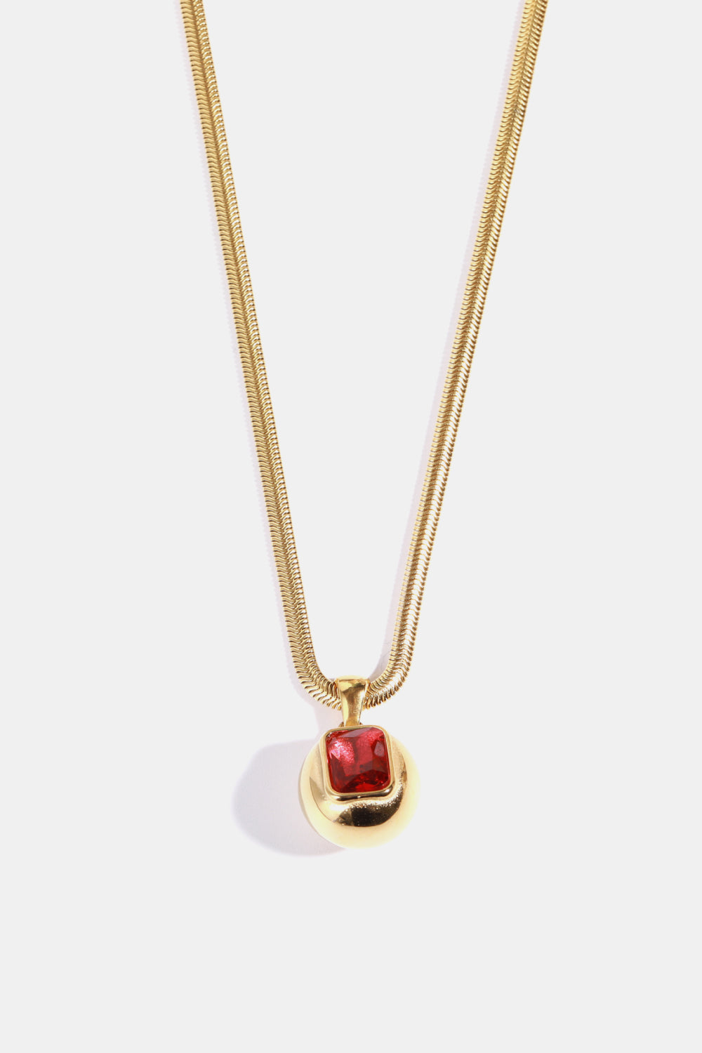 Trendsi Cupid Beauty Supplies Deep Red / One Size Women Necklace Zircon 18K Gold-Plated Geometrical Shape Pendant Necklace