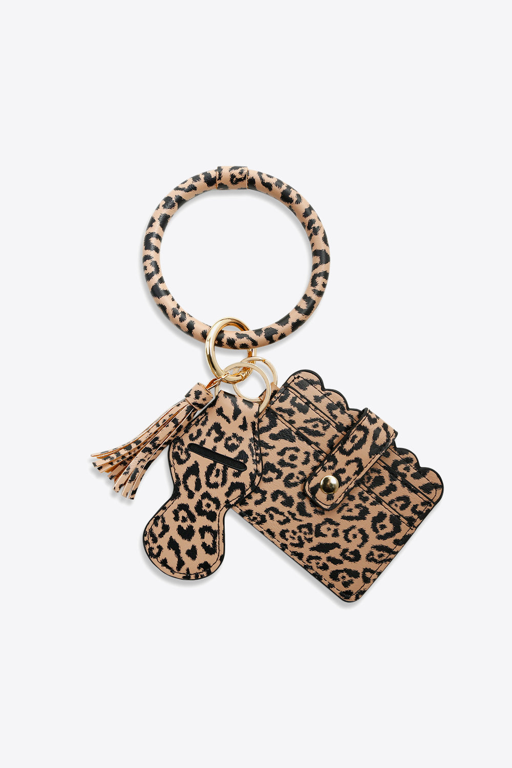 Trendsi Cupid Beauty Supplies Leopard / One Size Keychains PU Wristlet Keychain with Card Holder