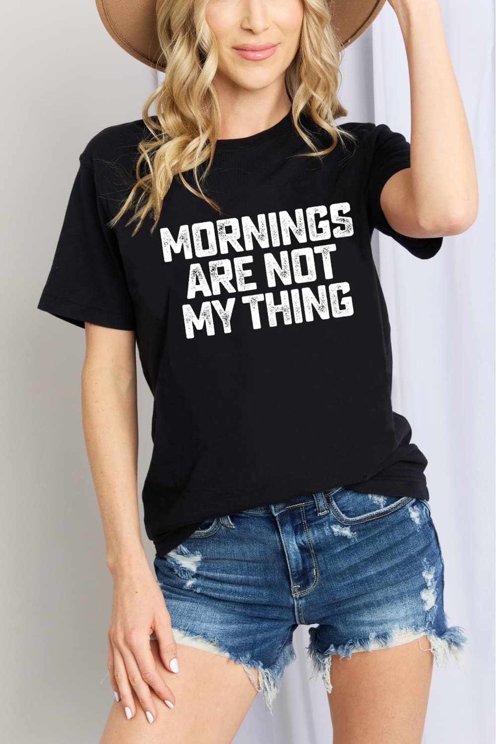 Simply Love Simply Love Full Size MORNINGS ARE NOT MY THING Graphic Cotton T-Shirt