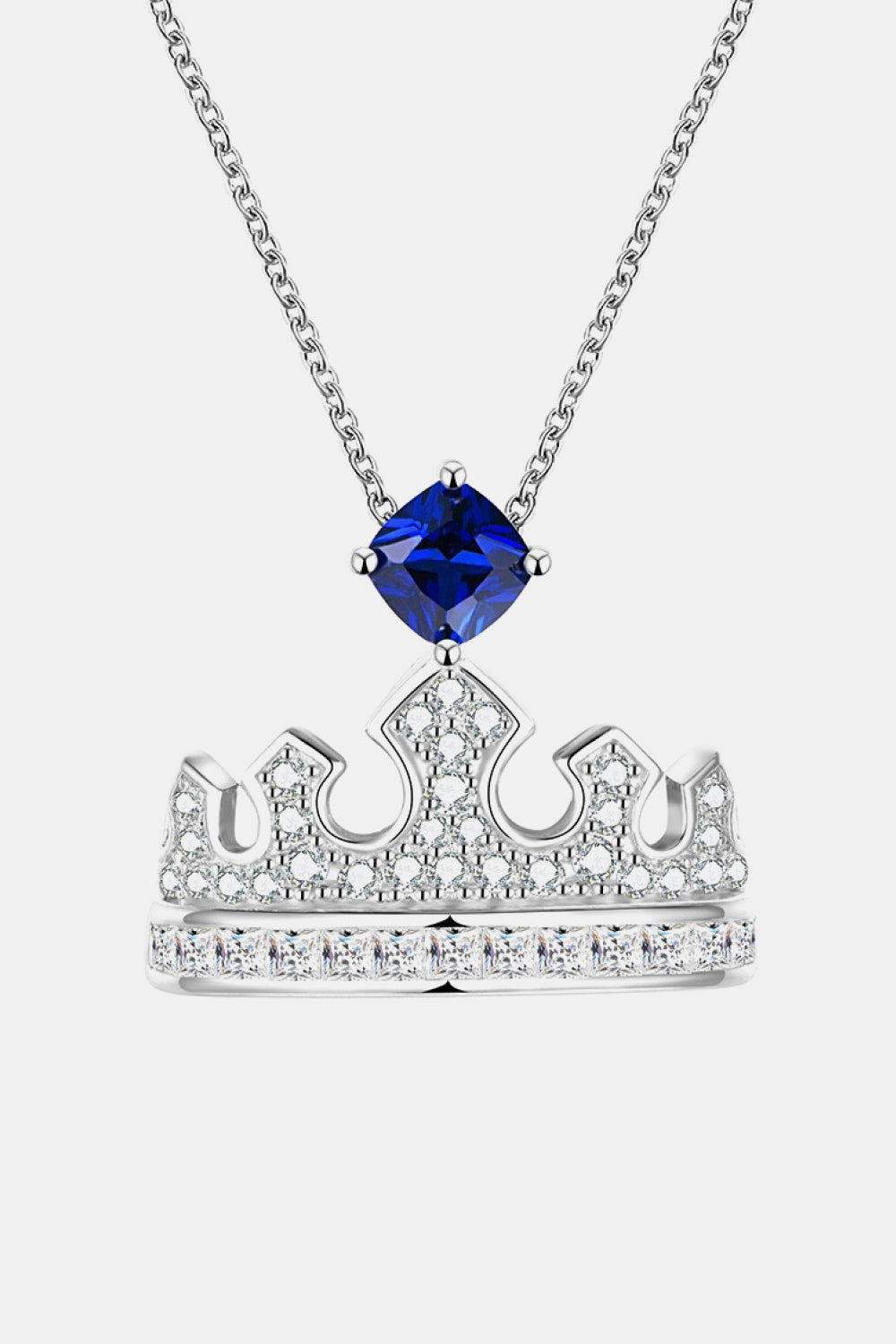 Trendsi Cupid Beauty Supplies Royal Blue / One Size Women Necklace Zircon Lab-Grown Sapphire Crown Shape Pendant Necklace