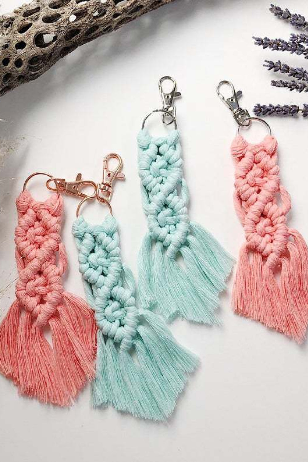 Trendsi Cupid Beauty Supplies Keychains Assorted 4-Pack Macrame Fringe Keychain