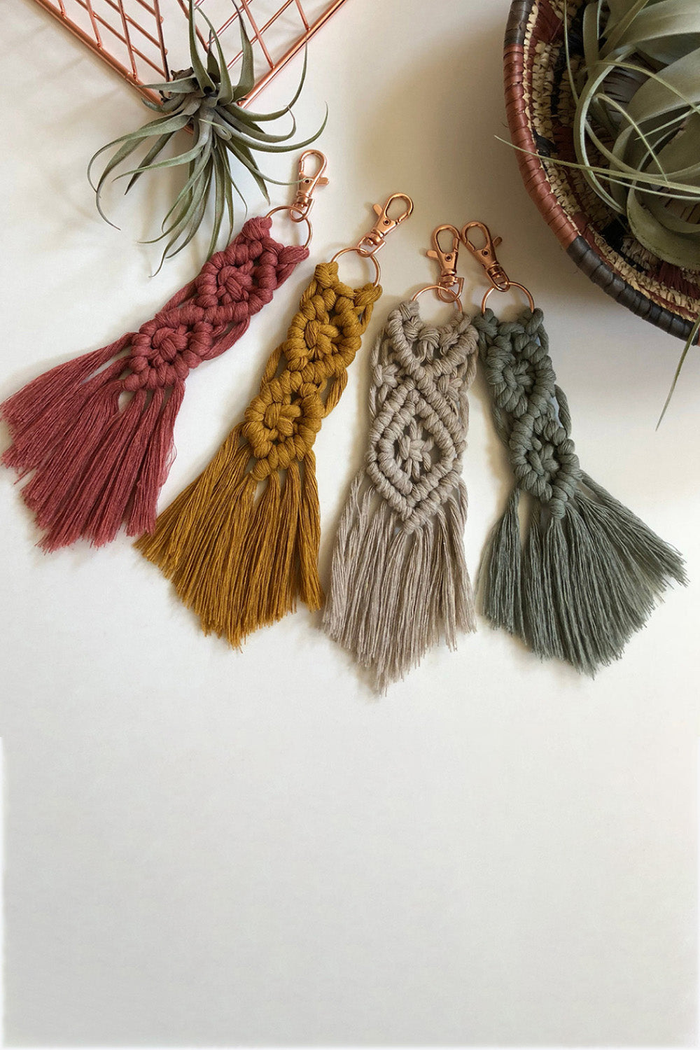Trendsi Cupid Beauty Supplies Keychains Assorted 4-Pack Macrame Fringe Keychain