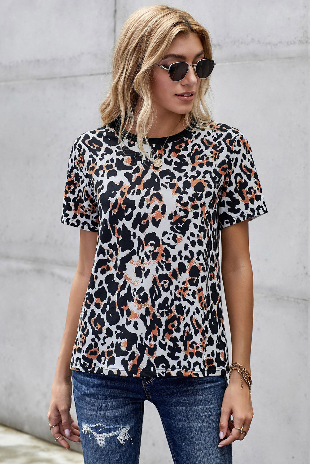 Trendsi Cupid Beauty Supplies White Leopard / S Woman's T-Shirts Leopard Print T-Shirt
