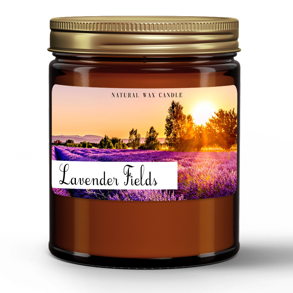Candlefy Cupid Beauty Supplies Candle candle Natural Wax Candle in Amber Jar, Lavender Fields Scent(9oz)
