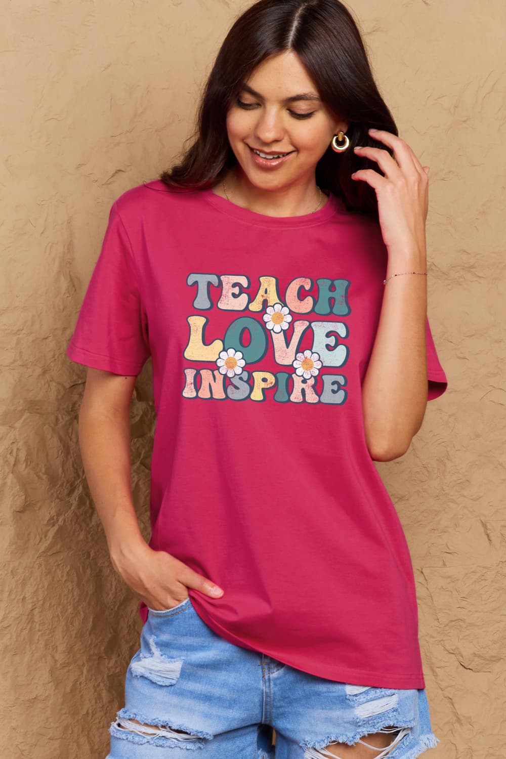 Inspire Love with Full-Size Graphic Cotton T-Shirt