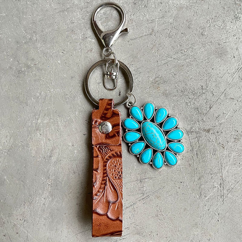 Trendsi Cupid Beauty Supplies Style D / One Size Keychains Turquoise Genuine Leather Key Chain