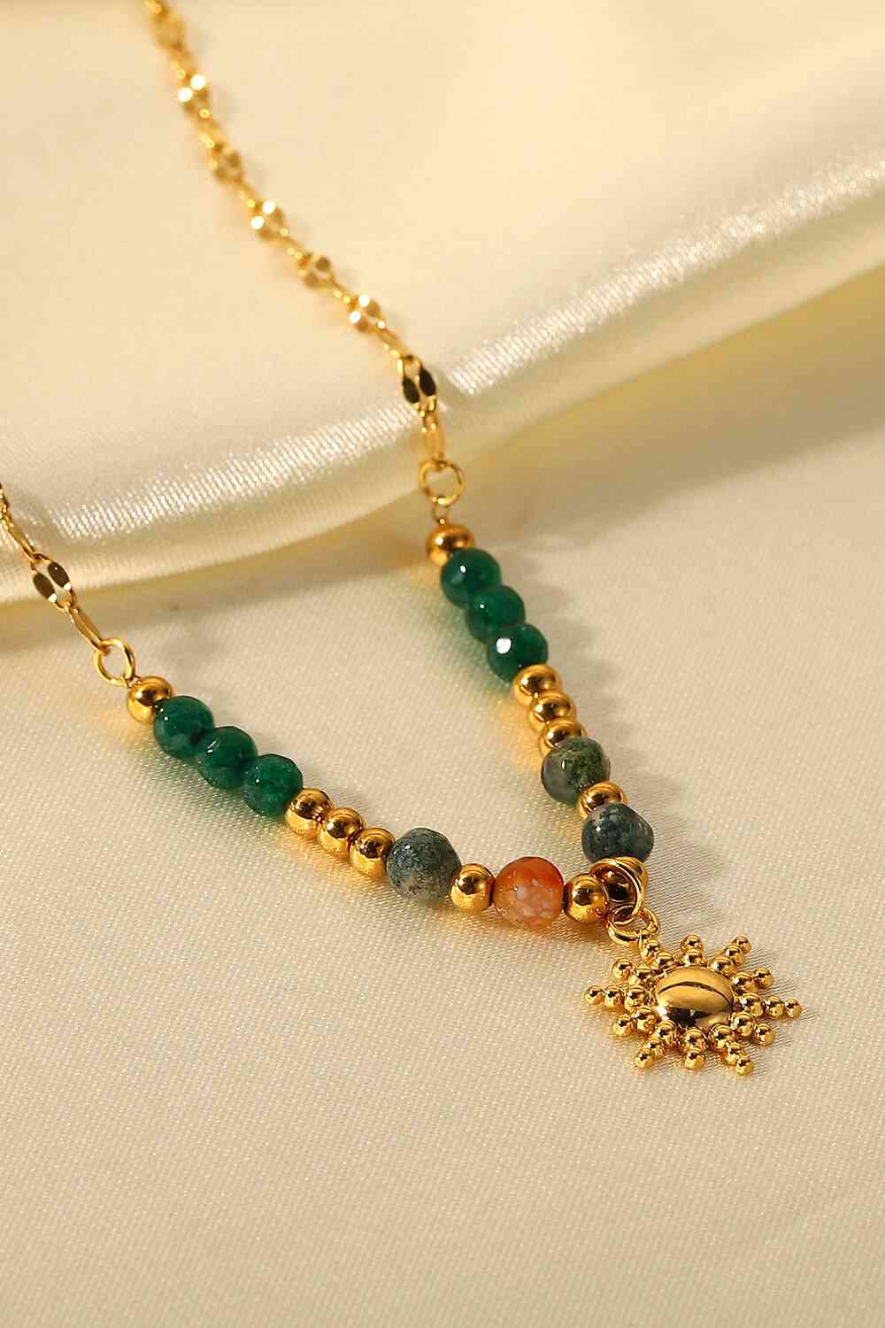 Natural Stone Sun Pendant Necklace for Radiant Style