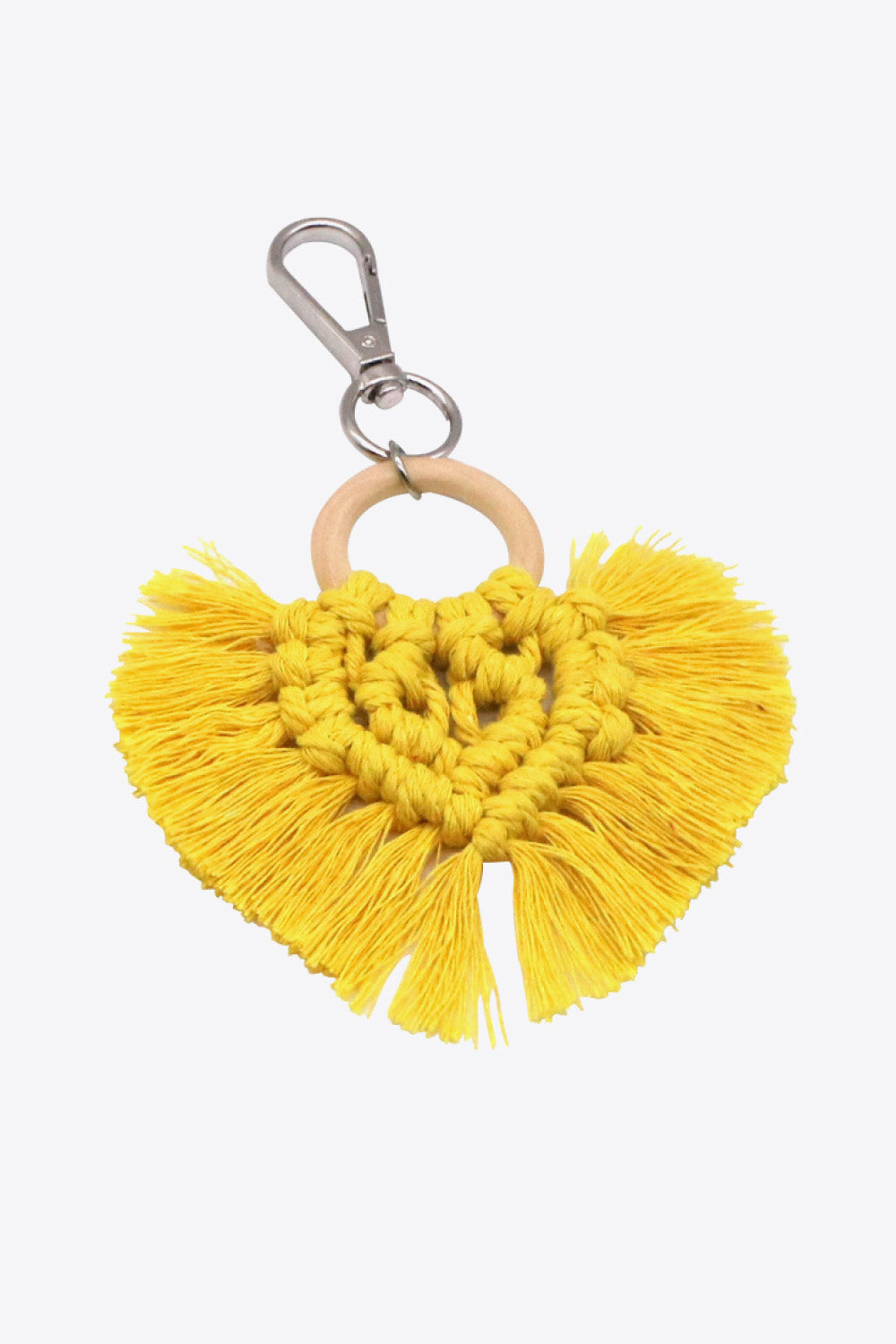 Trendsi Cupid Beauty Supplies Mustard / One Size Keychains Assorted 4-Pack Heart-Shaped Macrame Fringe Keychain