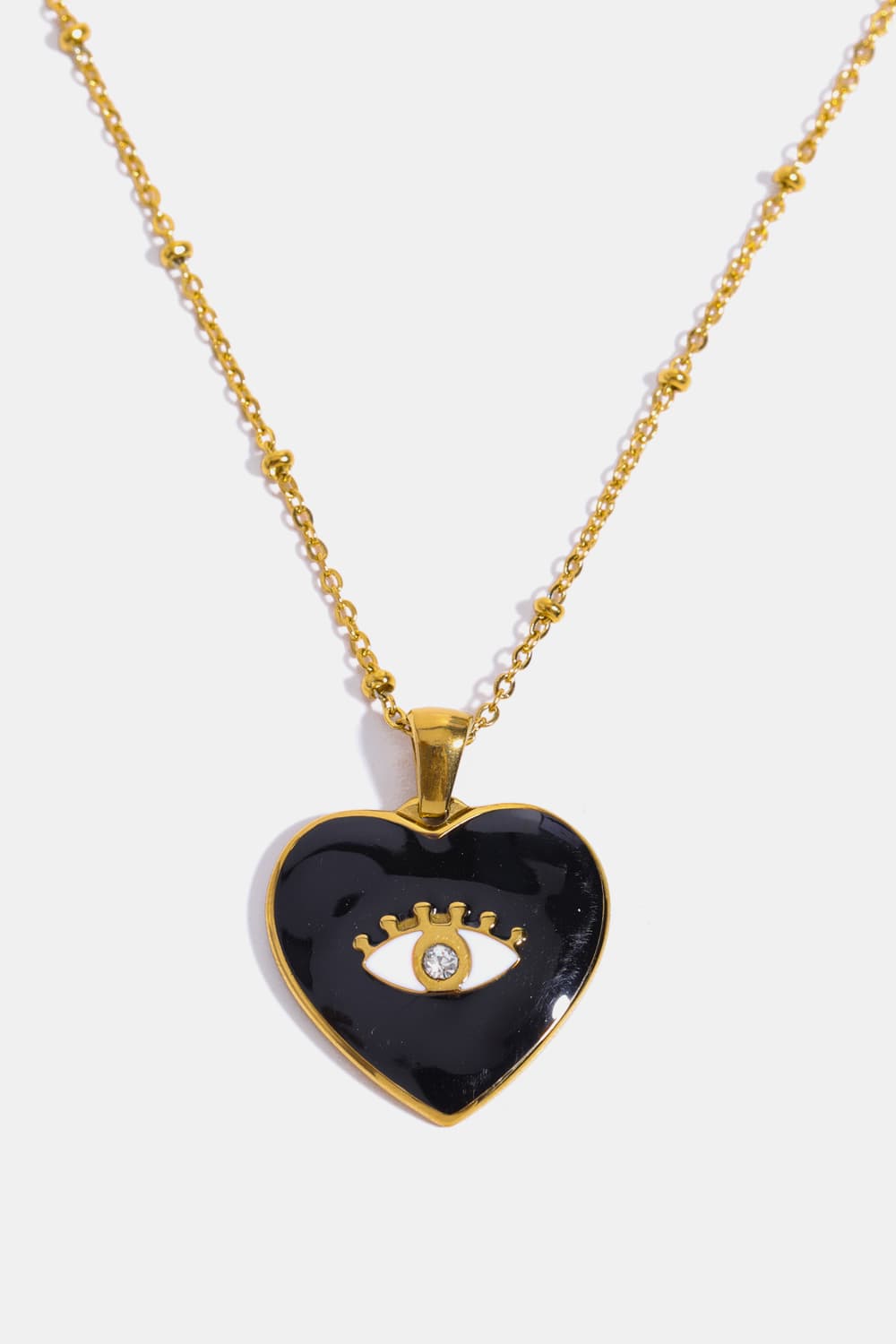 Trendsi Cupid Beauty Supplies Black / One Size Women Necklace Heart & Evil Eye Shape 18K Gold Plated Pendant Necklace