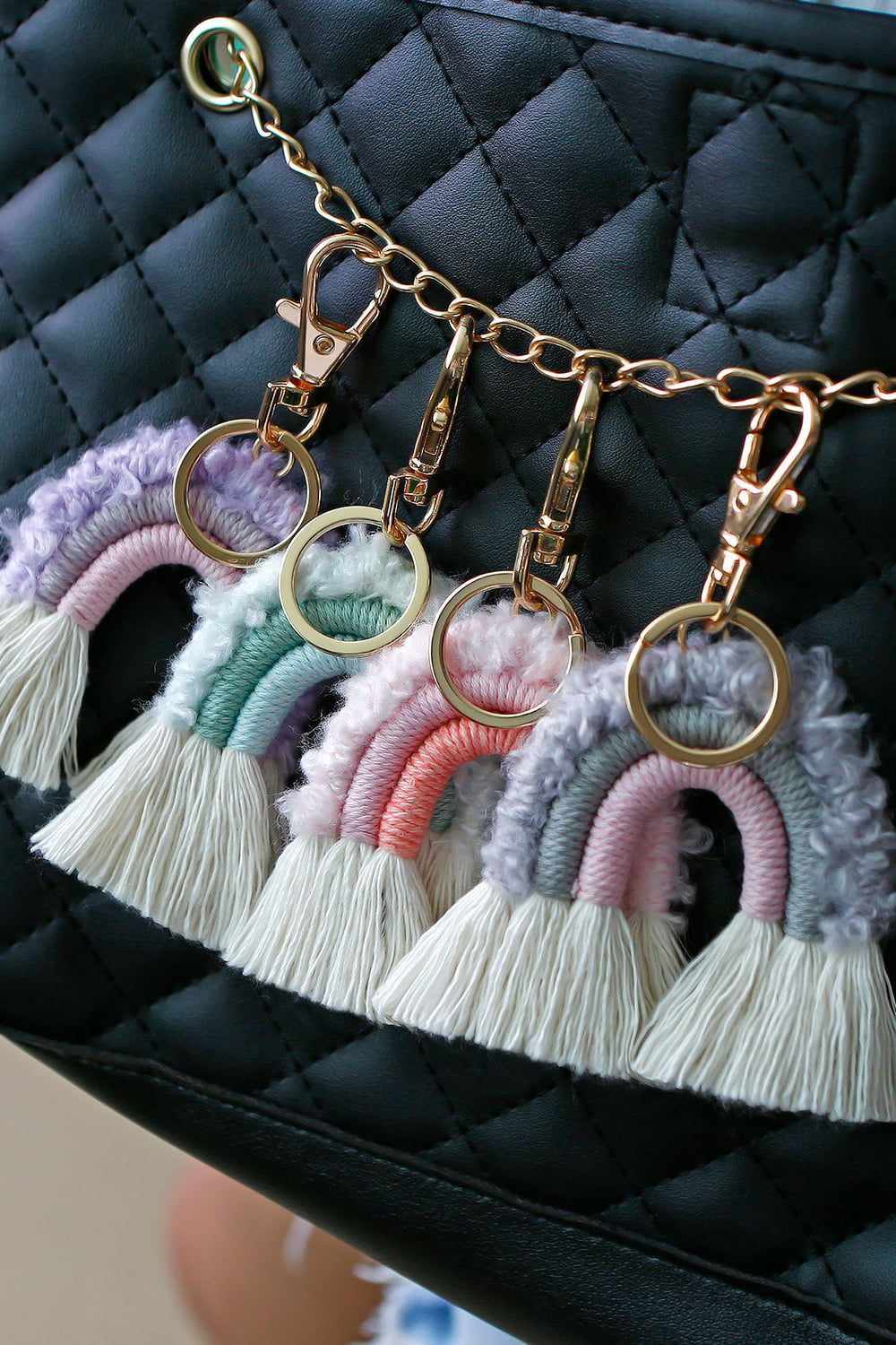 Trendsi Cupid Beauty Supplies Keychains Fringe Trim Rainbow Key Chain