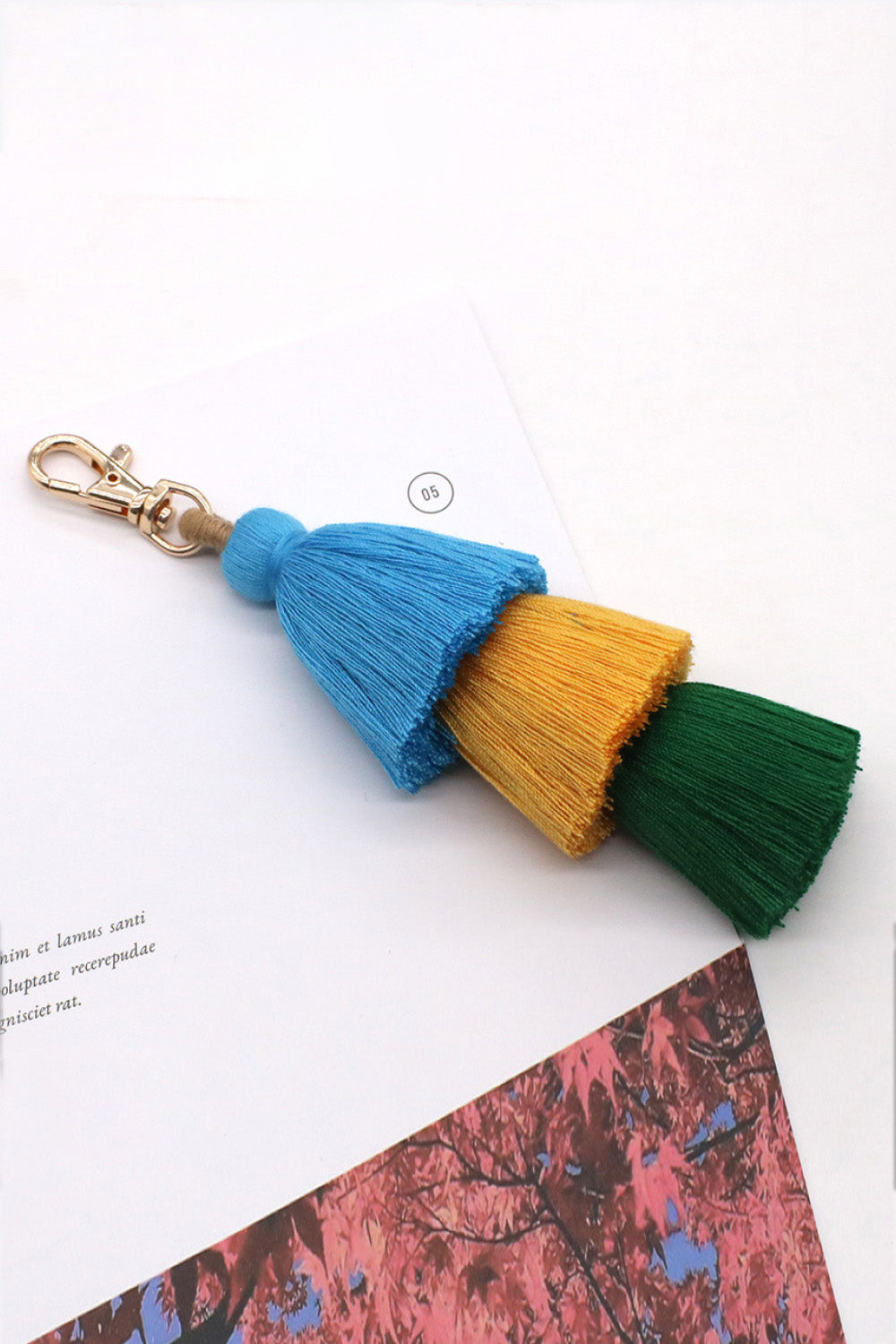 Trendsi Cupid Beauty Supplies Blue/Mustard/Green / One Size Keychains 4-Pack Multicolored Fringe Keychain, Color Varies