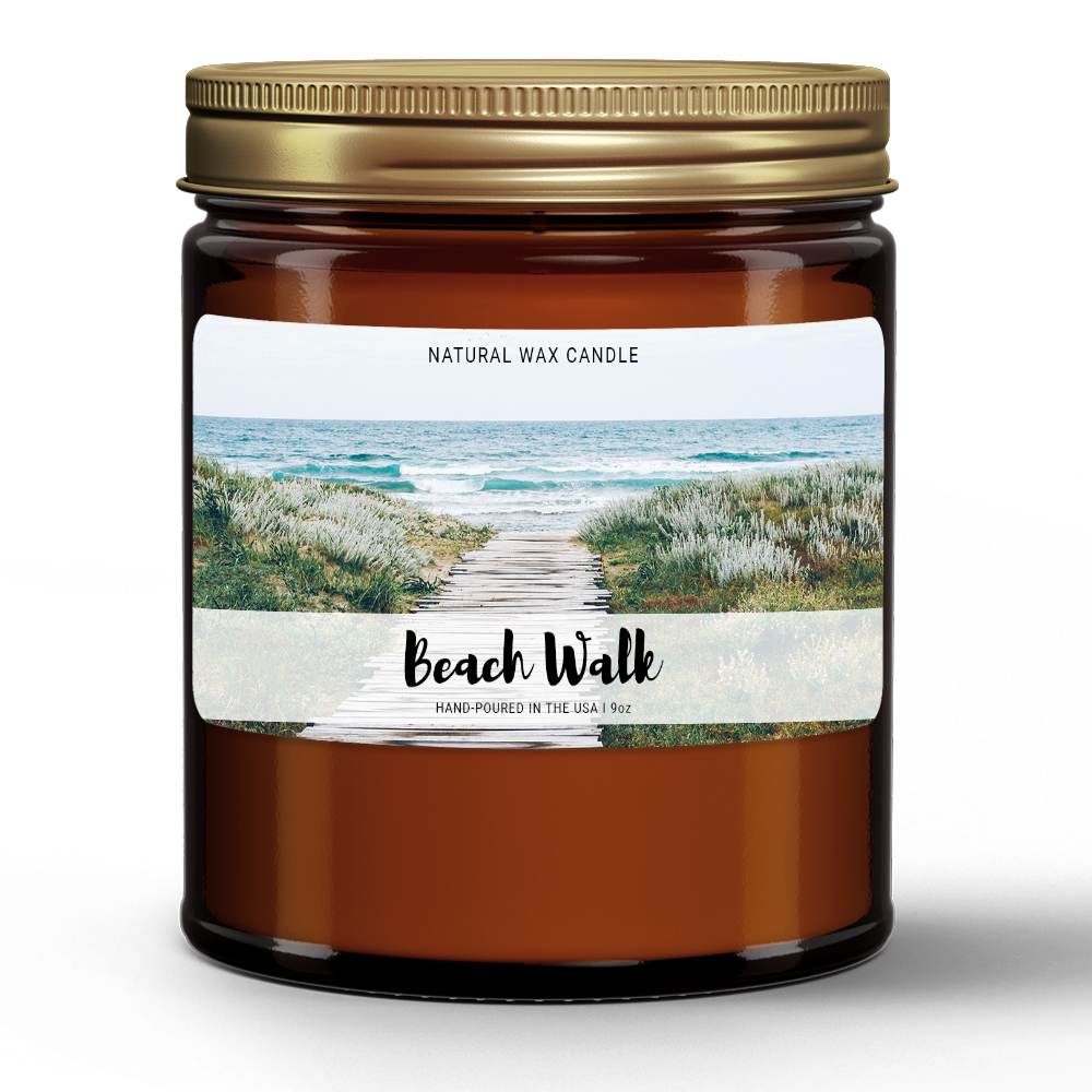 Candlefy Cupid Beauty Supplies Candle candle Natural Wax Candle in Amber Jar, Beach Walk Scent (9oz)