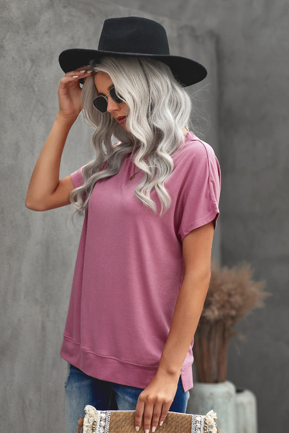 Trendsi Cupid Beauty Supplies Woman's T-Shirts Round Neck Short Sleeve Solid Color Tee