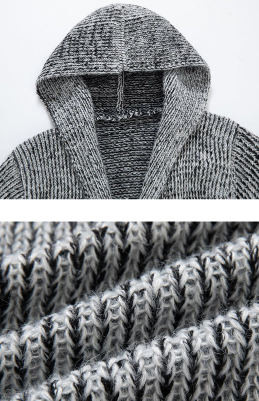 Men's Fashion Sweater Knit Hooded Jacket