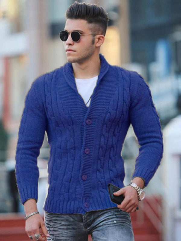 New Sweater Men's Knitted Cardigan Solid Color Slim Men's Jacket